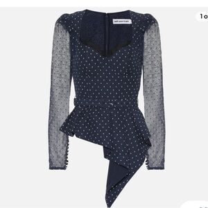 Self-Portrait Plumetis Peplum Top